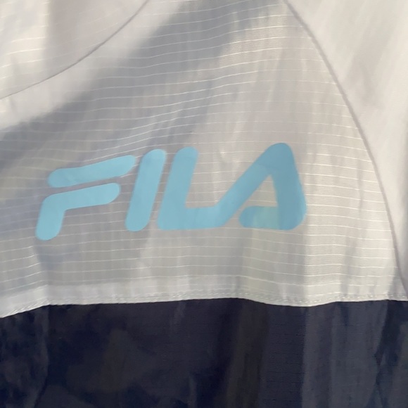 Vintage FILA windbreaker wind shell jacket navy blue white rain wind coat zip - Picture 2 of 7